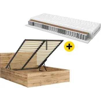 Postel SADA - postel Tetrix 160x200 s roštem a matrací Ceres - Black Red White - BRW Dub Wotan 169x95 cm