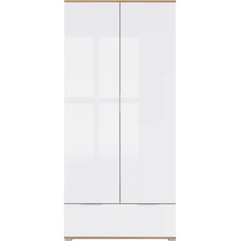 Šatní skříň Šatní skříň Zele - Black Red White - BRW Dub Wotan / Bílý Lesk 90.5x195 cm