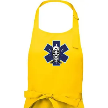 Kuchyňská zástěra Lebka lékař - Dámská zástěra na vaření - Univerzální velikost ( Žlutá )