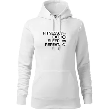 Dámská mikina Fitness Eat Sleep Repeat - Mikina dámská Cape s kapucí - L ( Bílá )