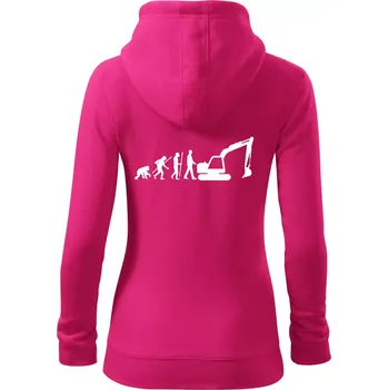 Dámská mikina Evoluce bagr velký - Dámská mikina trendy zipper s kapucí - S ( Purpurová )