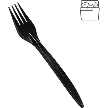 Příbor Vidlička plastová 18 cm černá znovupoužitelná - 100 ks