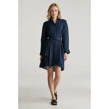 Dámské šaty ŠATY GANT REL LINEN BELTED SHIRT DRESS EVENING BLUE