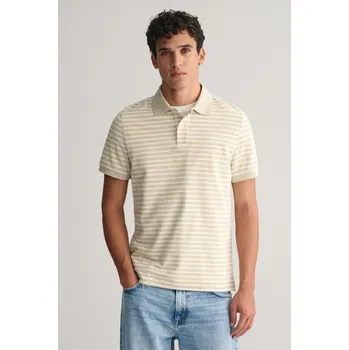 Pánská košile POLOKOŠILE GANT STRIPED SS PIQUE POLO SILKY BEIGE