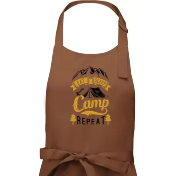 Kuchyňská zástěra Eat Sleep Camp Repeat - Pánská zástěra na vaření - Univerzální velikost ( Kakaová )
