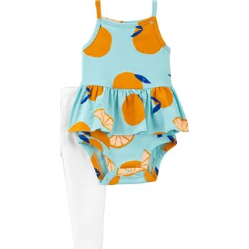 Kojenecká souprava CARTERS CARTER'S Set 2dílný body na ramínka, legíny Blue Orange holka NB/vel. 56