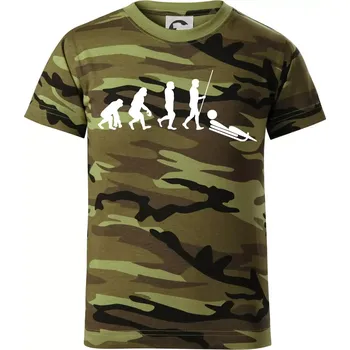 Evoluce jízdy na bobu - Dětské maskáčové triko - 134 cm/8 let ( Zelený maskáč )