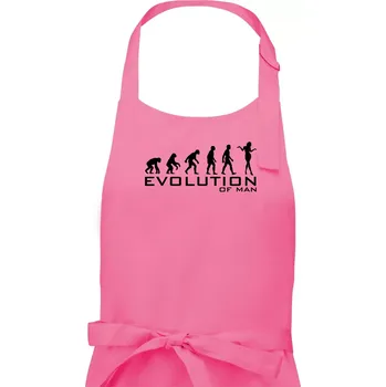 Kuchyňská zástěra Evoluce muže - Pánská zástěra na vaření - Univerzální velikost ( Růžová )