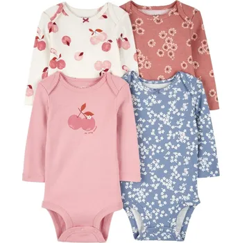 Kojenecký body CARTERS CARTER'S Body dlouhý rukáv Pink/Blue Floral holka 4ks NB/vel. 56