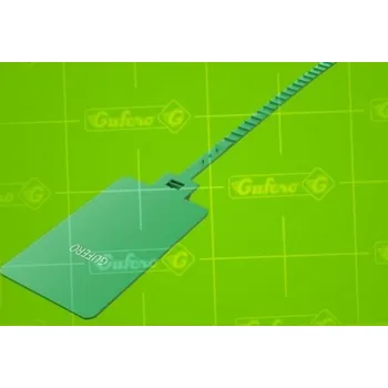 Stahovací páska Vázací pásek s obdélníkovým štítkem PP zelený 7 x 315