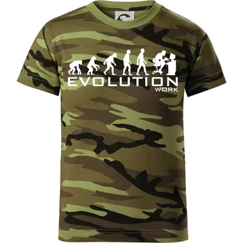 Chlapecké oblečení Evoluce práce - Dětské maskáčové triko - 122 cm/6 let ( Zelený maskáč )