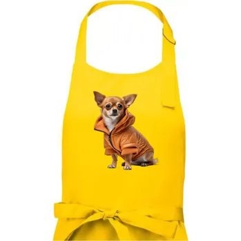 Kuchyňská zástěra Čivava v bundě - Pánská zástěra na vaření - Univerzální velikost ( Žlutá )