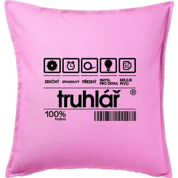 Polštář Čárový kód truhlář - Polštář 50x50 - 50x50 - Pouze potah ( Růžová )