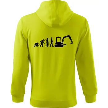 Pánská móda Evoluce bagr malý - Mikina s kapucí na zip trendy zipper - M ( Limetková )