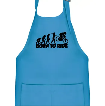 Kuchyňská zástěra Evoluce Born to ride - Dětská zástěra na vaření - Univerzální velikost ( Světlý tyrkys )