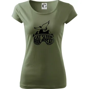 Dámské tričko Eat sleep ride repeat - hory - Dámské triko Pure - S ( Khaki )