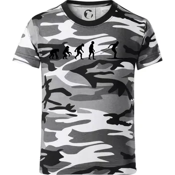 Chlapecké oblečení Evoluce běhu - běžky - Dětské maskáčové triko - 122 cm/6 let ( Šedý maskáč )