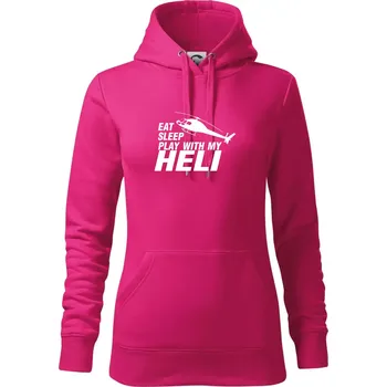 Dámská mikina Eat Sleep Play With My Heli - Mikina dámská Cape s kapucí - XS ( Purpurová )