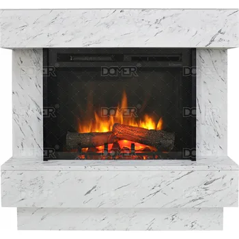 Volně stojící elektrický krb s topnou funkcí Domer bílý 1500 W 92,5 x 91 x 32 cm