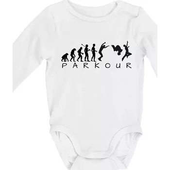 Parkour evoluce - Body kojenecké s dlouhým rukávem - Dlouhý r. do 3 měs ( Bílá )