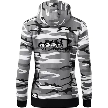 Dámská mikina Evoluce civilizace - Dámská mikina trendy zipper s kapucí - XL ( Šedý maskáč )