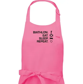 Kuchyňská zástěra Biathlon Eat Sleep Repeat - Pánská zástěra na vaření - Univerzální velikost ( Růžová )
