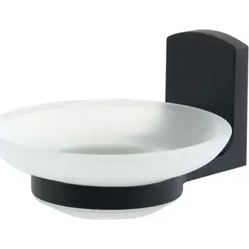 Mýdlenka Spirella TAKU nástěnný držák s mýdlenkou sklo matná černá-bílá (7610583210814)