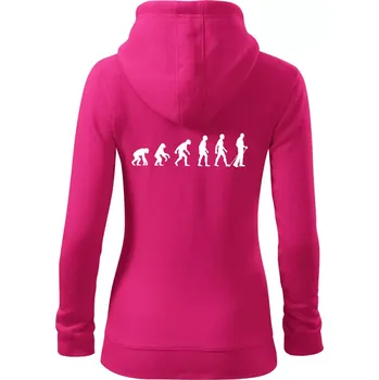 Dámská mikina Evoluce Nordic walking - Dámská mikina trendy zipper s kapucí - 2XL ( Purpurová )