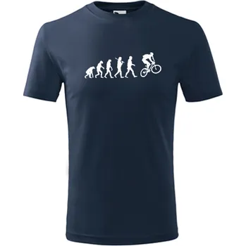 Chlapecké tričko Tmavě modré dětské tričko Evoluce cyklista - barva tmavě modrá - velikost 6let