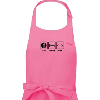 Kuchyňská zástěra Eat sleep Code - Dámská zástěra na vaření - Univerzální velikost ( Růžová )