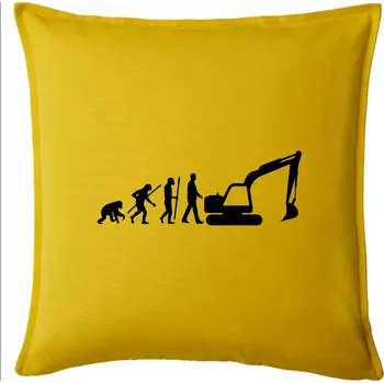 Polštář Evoluce bagr velký - Polštář 50x50 - 50x50 - Pouze potah ( Žlutá )