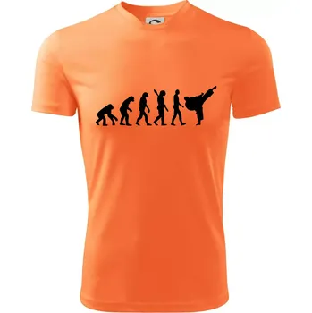 Chlapecké tričko Karate Evoluce - kop - Dětské triko sportovní (dresovina) - 122 cm/6 let ( Neon mandarine )