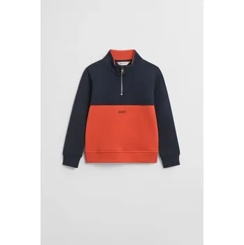 Dívčí mikina MIKINA GANT BLOCKED HALF ZIP SWEATSHIRT EVENING BLUE