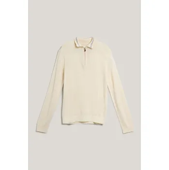 Pánský svetr SVETR GANT EXTRAFINE MERINO WOOL HALF ZIP IVORY WHITE