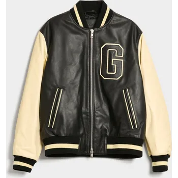 Pánské oblečení BUNDA GANT UNISEX LEATHER VARSITY JACKET BLACK