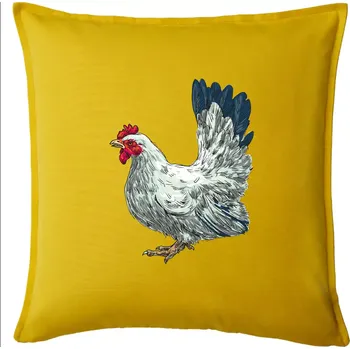 Polštář Slepice kreslená bílá - Polštář 50x50 - 50x50 - Pouze potah ( Žlutá )