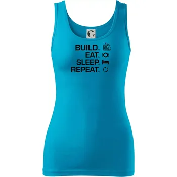 Dámské tričko Build eat sleep repeat - cihly - Dámské tílko - L ( Světlý tyrkys )