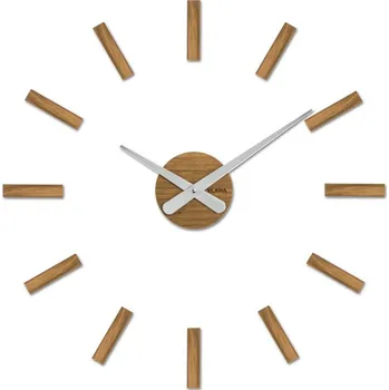 Hodiny VLAHA Dubové nalepovací hodiny MINIMAL vyrobené v Čechách se stříbrnými ručkami ⌀59cm