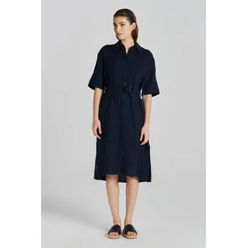 Dámské šaty ŠATY GANT REL LINEN SS SHIRT DRESS EVENING BLUE