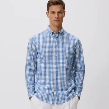 Pánská košile Reserved - Kostkovaná košile regular fit - modrá - 057DO-55P - 057DO-55P-M