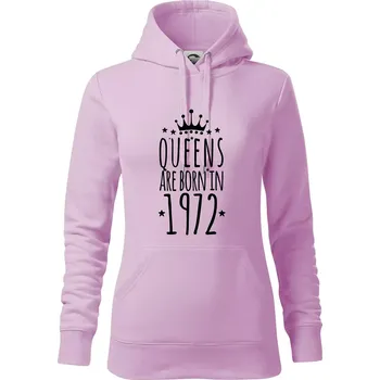 Dámská mikina Queens are born in 1972 - Mikina dámská Cape s kapucí - S ( Orchid )