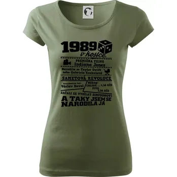 Dámské tričko 1989 v kostce - Dámské triko Pure - XS ( Khaki )