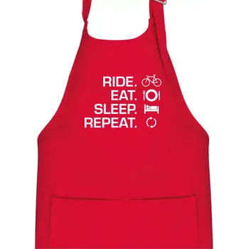 Kuchyňská zástěra Ride Eat Sleep Repeat kolo - Dětská zástěra na vaření - Univerzální velikost ( Červená )
