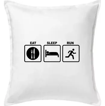 Polštář Eat sleep run čtverce - Polštář 50x50 - 50x50 - Pouze potah ( Bílá )