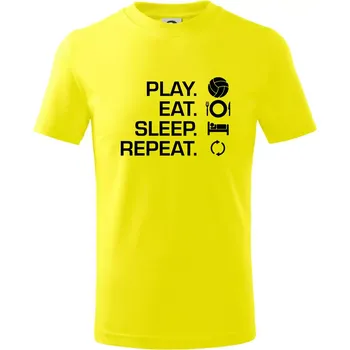 Play Eat Sleep Repeat volejbal - Tričko dětské bavlněné - 98 cm / 2 roky ( Citrónová )