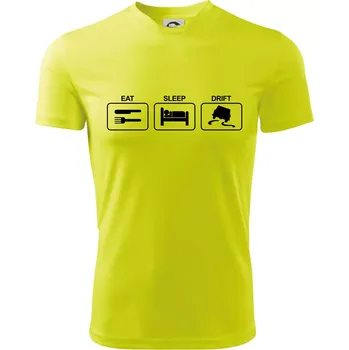 Eat sleep Drift - Dětské triko sportovní (dresovina) - 158 cm/12 let ( Neonově žlutá )