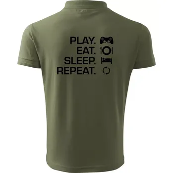 Pánská košile Play Eat Sleep Repeat game - Polokošile pánská Pique Polo 203 - L ( Khaki )