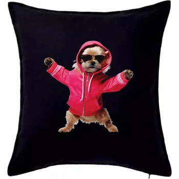 Polštář Yorkšír v mikině - Polštář 50x50 - 50x50 - Včetně výplně ( Černá )