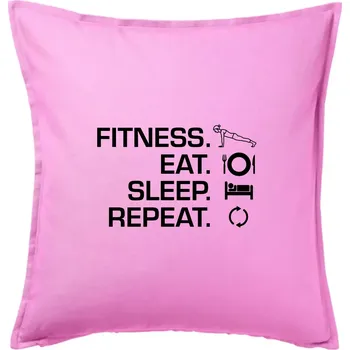 Polštář Fitness Eat Sleep Repeat - Polštář 50x50 - 50x50 - Pouze potah ( Růžová )