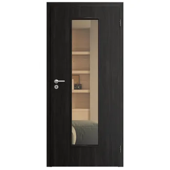 Interiérové dveře SAPELI ELEGANT KOMFORT M55 - CPL LAMINÁT - OTOČNÉ DVEŘE VČ. ZÁRUBNĚ - Ořech královský Průchozí šířka (cm): 90, Průchozí výška (cm): 197, Typ skla: Planibel bronz